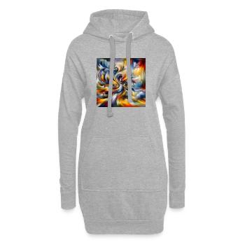 Peinture abstraite tourbillon plume art - Sweat-shirt à capuche long Femme - gris chiné - Devant