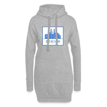 Silhouette bleue de Zurich Skyline - Sweat-shirt à capuche long Femme - gris chiné - Devant