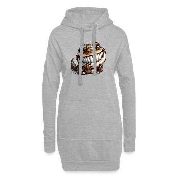 Mignon timide timide dinosaure dessin animé - Sweat-shirt à capuche long Femme - gris chiné - Devant