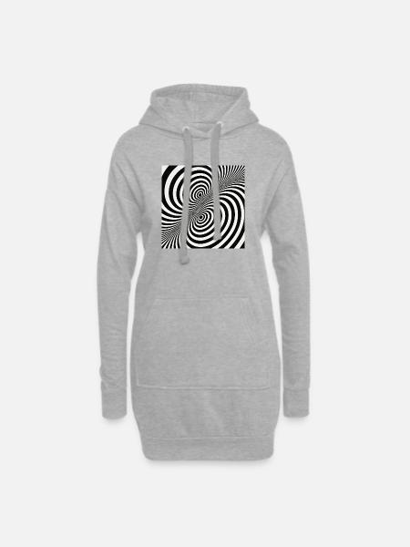 Optische Täuschung Spiralmuster in Schwarz-Weiß - Hoodie-Kleid - Grau meliert