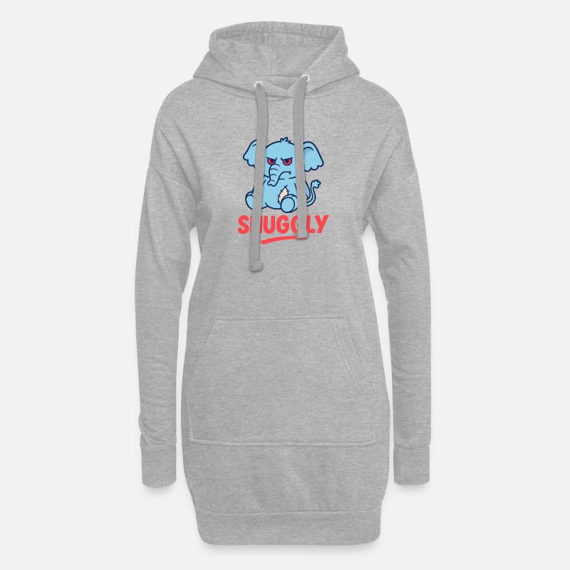 Grumpy Elephant - Hoodie-Kleid - Grau meliert