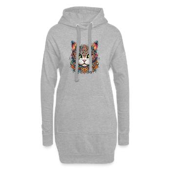 Chat dans le style de tatouage coloré - Sweat-shirt à capuche long Femme - gris chiné - Devant