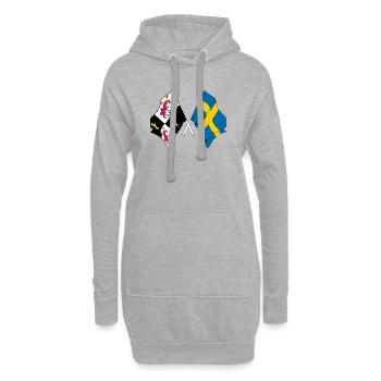 Gävleborg et la Suède – Un dans le cœur et le drapeau - Sweat-shirt à capuche long Femme - gris chiné - Devant