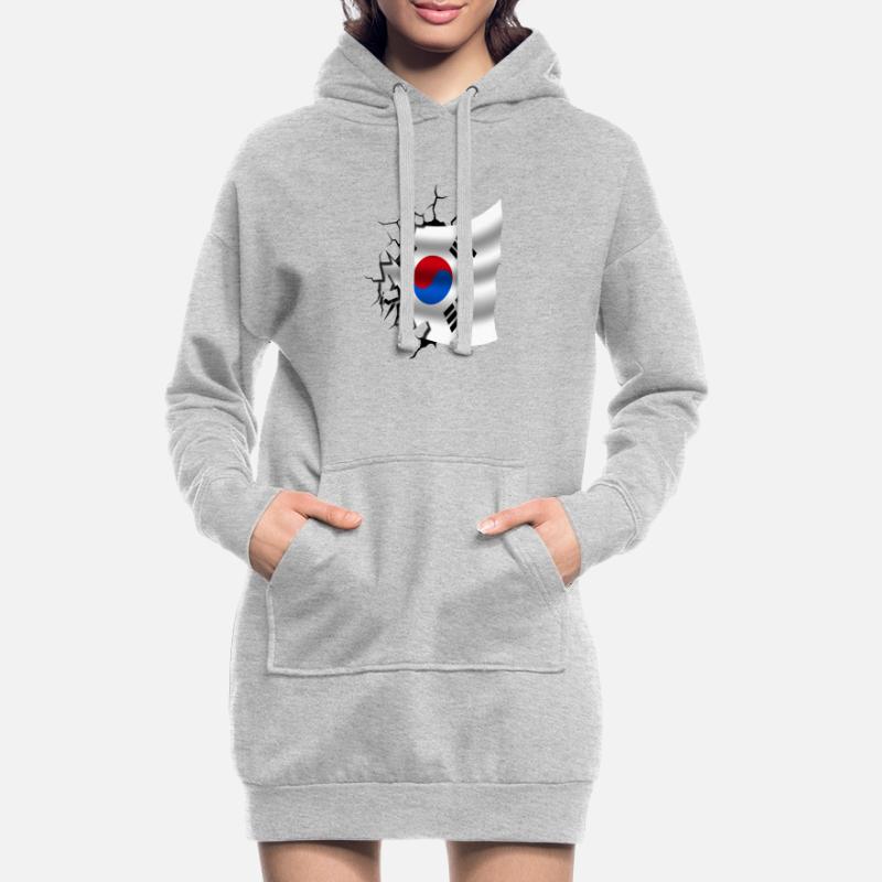 Drapeau de la Corée - Corée - Drapeau Broken Design Sweat-shirt à capuche long Femme