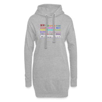Multilinguales Dankeschön Muster - Hoodie-Kleid - Grau meliert - Vorne