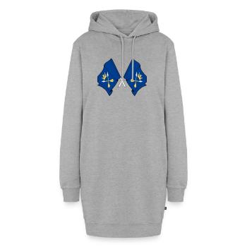 Dalécarlie, Suède – Splendeur du double drapeau - Sweat-shirt à capuche long Femme - gris chiné - Devant