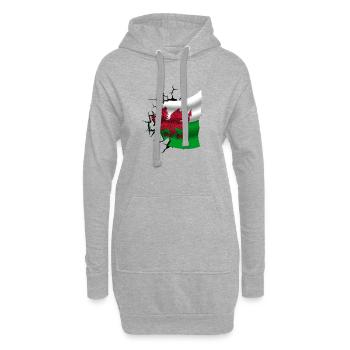 Drapeau du Pays de Galles - Gallois - Drapeau Broken Design - Sweat-shirt à capuche long Femme - gris chiné - Devant