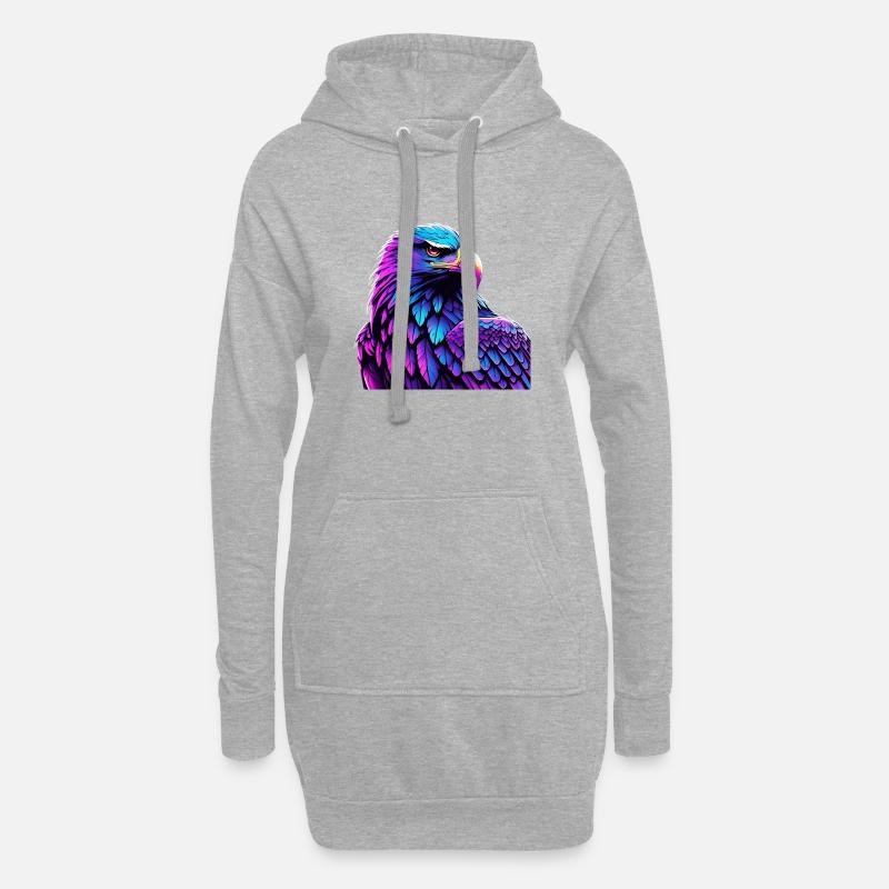 Glowing Eagle with Gradient - Hoodie Dress - heather grey