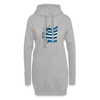 Drapeau de la Grèce - Grèce - Drapeau Broken Design - Sweat-shirt à capuche long Femme - gris chiné - Devant