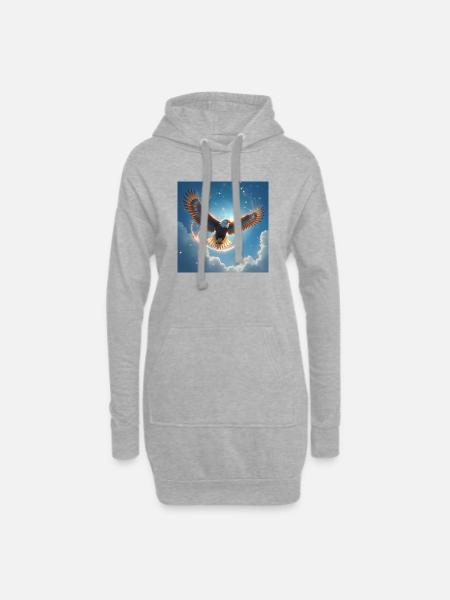 Krafttier Adler am Himmel - Hoodie-Kleid - Grau meliert