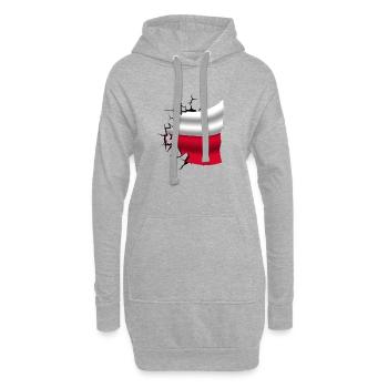 Drapeau de la Pologne - Pologne - Drapeau Broken Design - Sweat-shirt à capuche long Femme - gris chiné - Devant