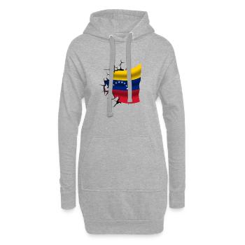 Drapeau du Venezuela - Venezuela - Drapeau cassé - Sweat-shirt à capuche long Femme - gris chiné - Devant