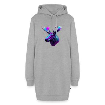 Neon-Elch: Mystischer Farbrausch - Hoodie-Kleid - Grau meliert - Vorne