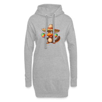 Drôle de canard à bec avec sombrero et maracas - Sweat-shirt à capuche long Femme - gris chiné - Devant