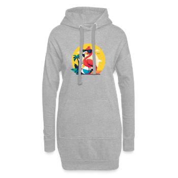 Flamingo, beach ball and palm trees - Hoodie Dress - heather grey - Front