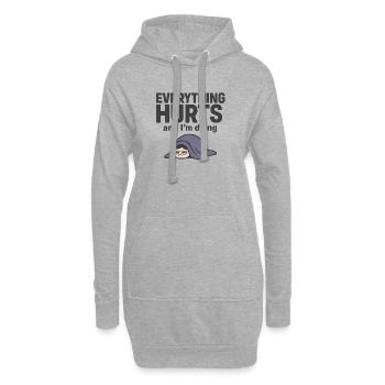 Alles tut weh und ich sterbe - Hoodie-Kleid - Grau meliert - Vorne