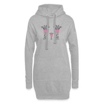 Giraffen-Familie mit Kaugummi - Hoodie-Kleid - Grau meliert - Vorne