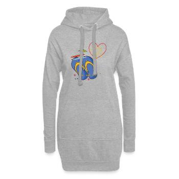 Vacances à la mer - Sweat-shirt à capuche long Femme - gris chiné - Devant