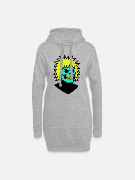 Skullman mit cooler Frisur - Hoodie-Kleid - Grau meliert