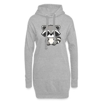 Raton laveur - Sweat-shirt à capuche long Femme - gris chiné - Devant