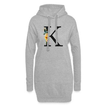 K Monogram, Floral, Personnalisable - Sweat-shirt à capuche long Femme - gris chiné - Devant