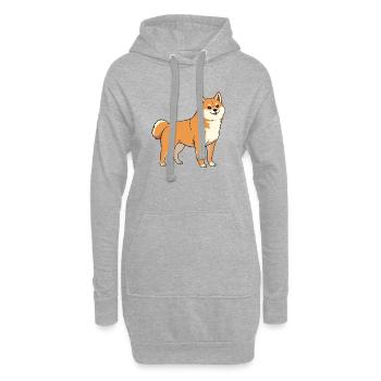 Chien Shiba Inu - Sweat-shirt à capuche long Femme - gris chiné - Devant