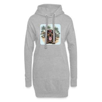 Dackel Beach Dackel Dackel mit cooler Brille - Hoodie-Kleid - Grau meliert - Vorne
