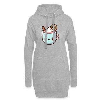 Niedliches Zitrus-Kaffeetassen-Design - Hoodie-Kleid - Grau meliert - Vorne