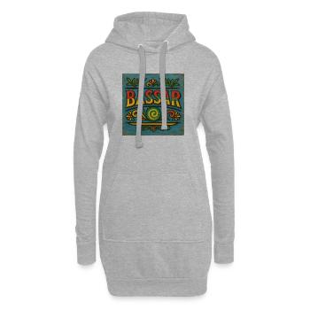 Motif folklorique Bassar vibrant - Sweat-shirt à capuche long Femme - gris chiné - Devant