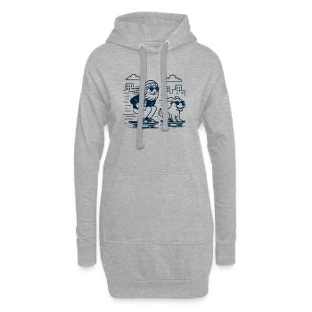 Stay Chill Hipster Skater mit Hund - Hoodie-Kleid - Grau meliert - Vorne