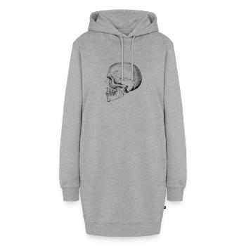 Schädel - Hoodie-Kleid - Grau meliert - Vorne