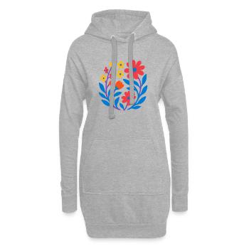 Vintage Blumen Rund - Hoodie-Kleid - Grau meliert - Vorne