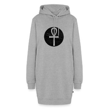 Croix égyptienne Ankh dans cercle noir - Sweat-shirt à capuche long Femme - gris chiné - Devant