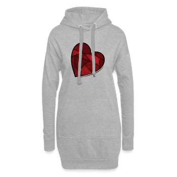 gebrochenes Herz - Hoodie-Kleid - Grau meliert - Vorne