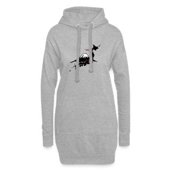 Berg Fuji mit Kirschblüten - Hoodie-Kleid - Grau meliert - Vorne