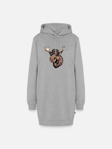Elch - Hoodie-Kleid - Grau meliert
