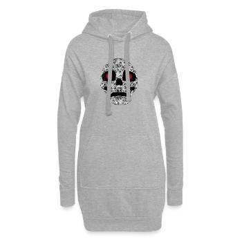 menschenschädel mit schnörkeln - Hoodie-Kleid - Grau meliert - Vorne