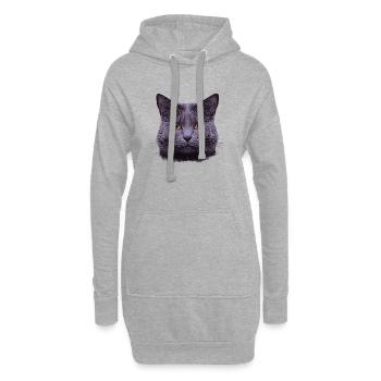 grauer Katzenkopf  - Hoodie-Kleid - Grau meliert - Vorne