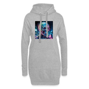 Crâne cyberpunk avec citations sur la technologie - Sweat-shirt à capuche long Femme - gris chiné - Devant