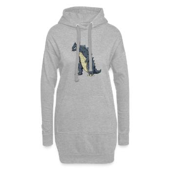 Chat comme lézard - Sweat-shirt à capuche long Femme - gris chiné - Devant