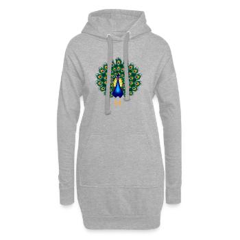 Paon fier coloré aux ailes déployées - Sweat-shirt à capuche long Femme - gris chiné - Devant