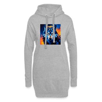 Illustration de loup géométrique vif - Sweat-shirt à capuche long Femme - gris chiné - Devant