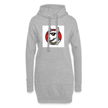Cooler bullterrier mit Sonnenbrille und Goldkette - Hoodie-Kleid - Grau meliert - Vorne