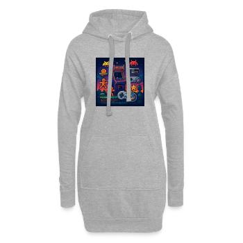 Conception de jeu d’arcade Pixel rétro - Sweat-shirt à capuche long Femme - gris chiné - Devant