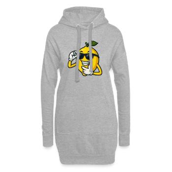 Coole Cartoon Zitrone mit Sonnenbrille Lustig  - Hoodie-Kleid - Grau meliert - Vorne