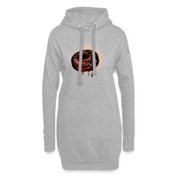 Schoko Donut Motiv mit Glasur und Streuseln - Hoodie-Kleid - Grau meliert - Vorne