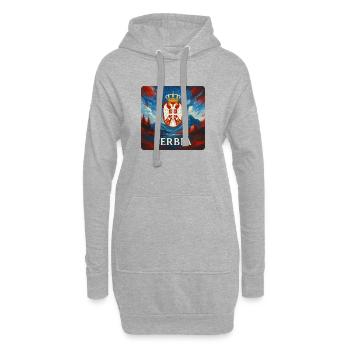 Conception de légende serbe - Sweat-shirt à capuche long Femme - gris chiné - Devant