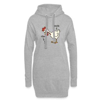 poule trouvant un clou - Sweat-shirt à capuche long Femme - gris chiné - Devant