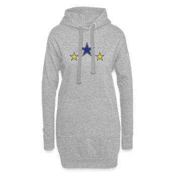 Motifs abstraits d’étoiles en jaune et bleu - Sweat-shirt à capuche long Femme - gris chiné - Devant