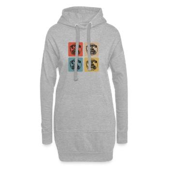Retro Wählscheiben Telefon - Hoodie-Kleid - Grau meliert - Vorne